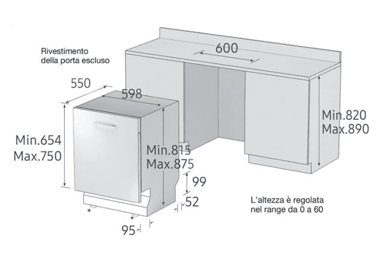 SAMSUNG DW60A8050BB/ET* LAVASTOVIGLIE INCASSO, 59,8 cm, Classe C